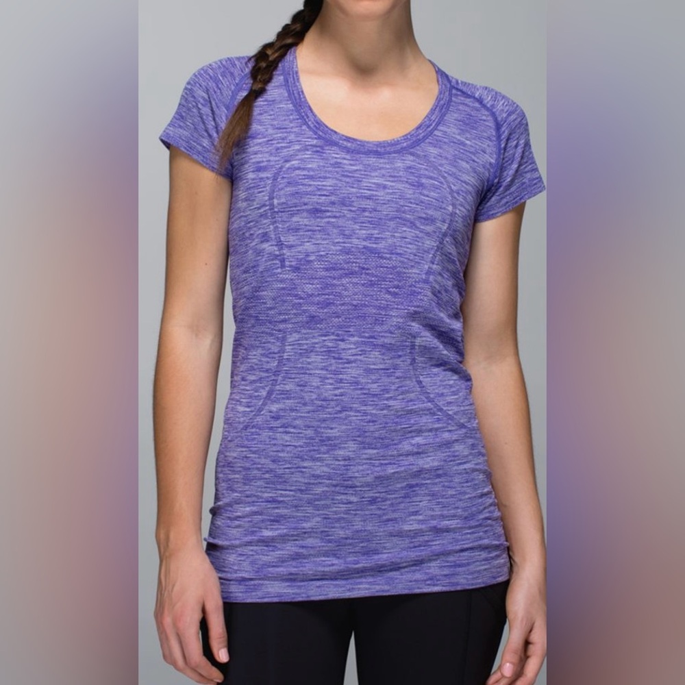 Lululemon Swiftly Tech Short Sleeve Scoop neck Heathered Bruised Berry size 10